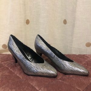 Metallic kitten heels